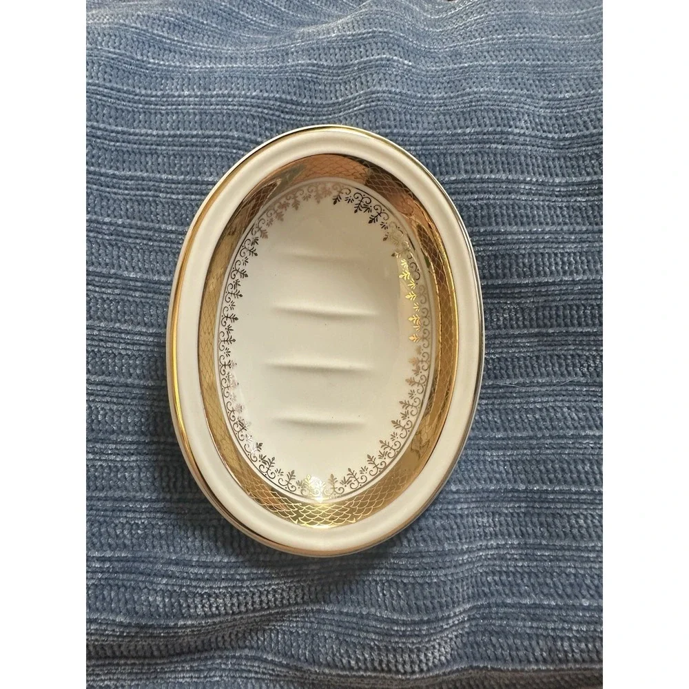 VINTAGE Andre Richard Regal Gold Ceramic Soap Dish Japan 5.75